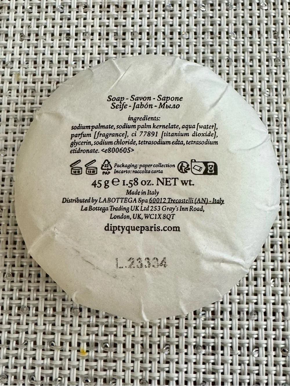 Diptyque Philosykos Soap Made In Italy 1.58 oz, 45 grams NEW